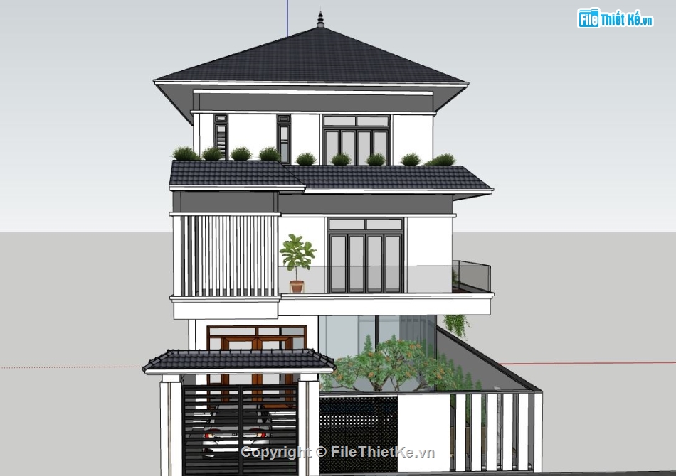 biệt thự 3 tầng,model su biệt thự 3 tầng,biệt thự 3 tầng file su,biệt thự 3 tầng sketchup,biệt thự 3 tầng model su