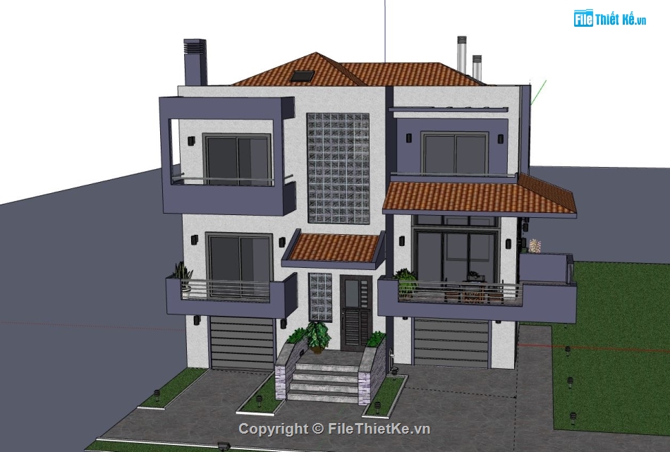 Biệt thự 3 tầng,model su biệt thự 3 tầng,biệt thự 3 tầng sketchup,file su biệt thự 3 tầng