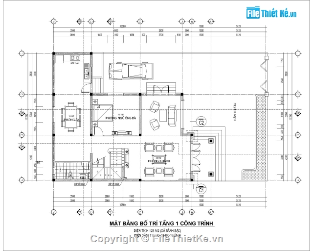 biệt thự phố,biệt thự 3 tầng,bản vẽ biệt thự 3 tầng,biệt thự 3 tầng 11.7x12.8m,thiết kế biệt thự 3 tầng