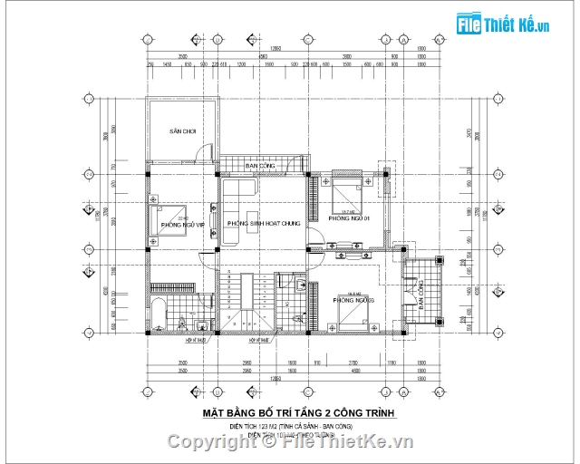 biệt thự phố,biệt thự 3 tầng,bản vẽ biệt thự 3 tầng,biệt thự 3 tầng 11.7x12.8m,thiết kế biệt thự 3 tầng