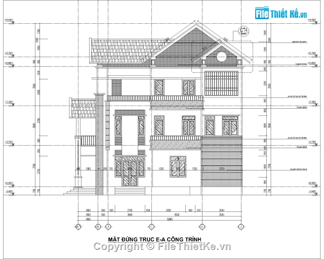 biệt thự phố,biệt thự 3 tầng,bản vẽ biệt thự 3 tầng,biệt thự 3 tầng 11.7x12.8m,thiết kế biệt thự 3 tầng