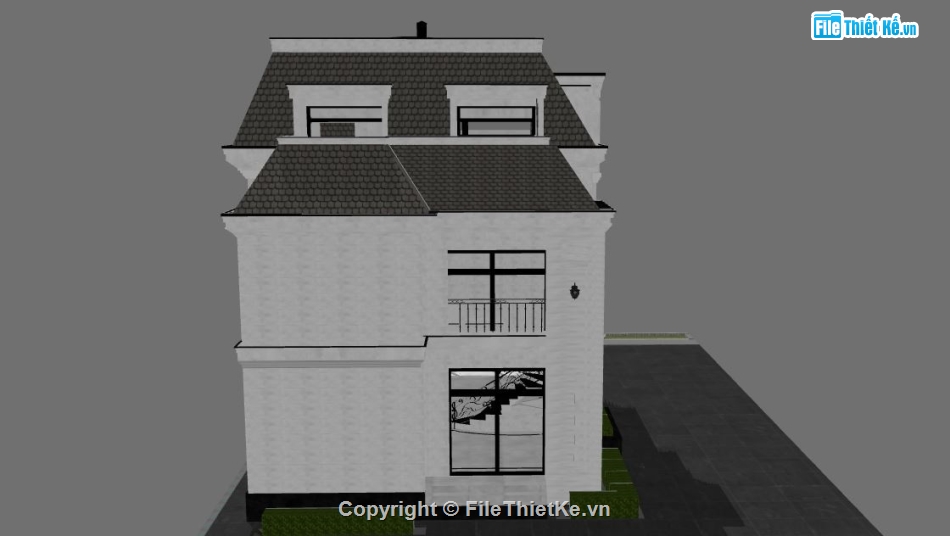 Biệt thự 3 tầng,Biệt thự 3 tầng file sketchup,model su biệt thự 3 tầng,sketchup biệt thự 3 tầng