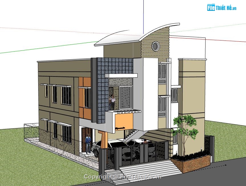 Biệt thự 3 tầng,model su biệt thự 3 tầng,biệt thự 3 tầng file su,sketchup biệt thự 3 tầng