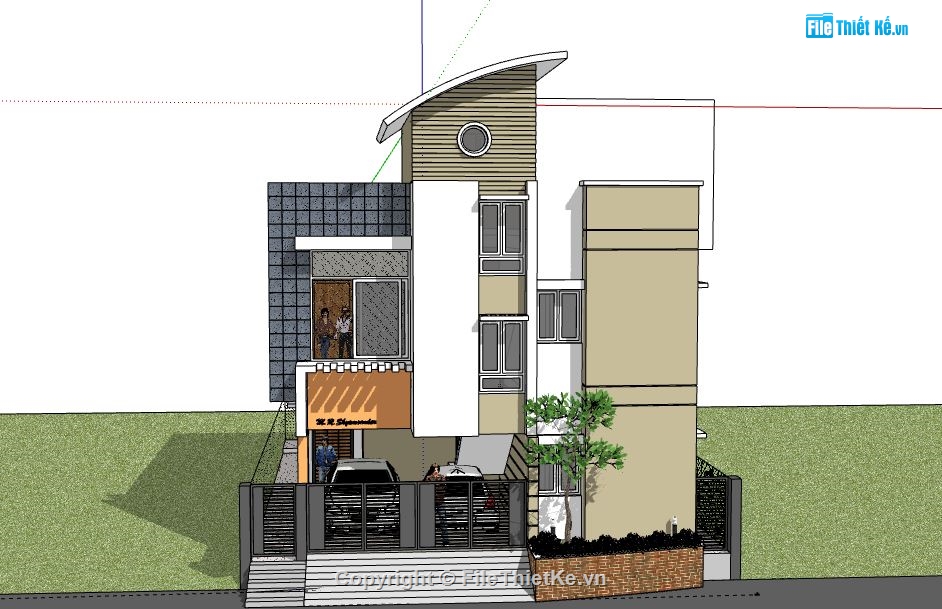 Biệt thự 3 tầng,model su biệt thự 3 tầng,biệt thự 3 tầng file su,sketchup biệt thự 3 tầng