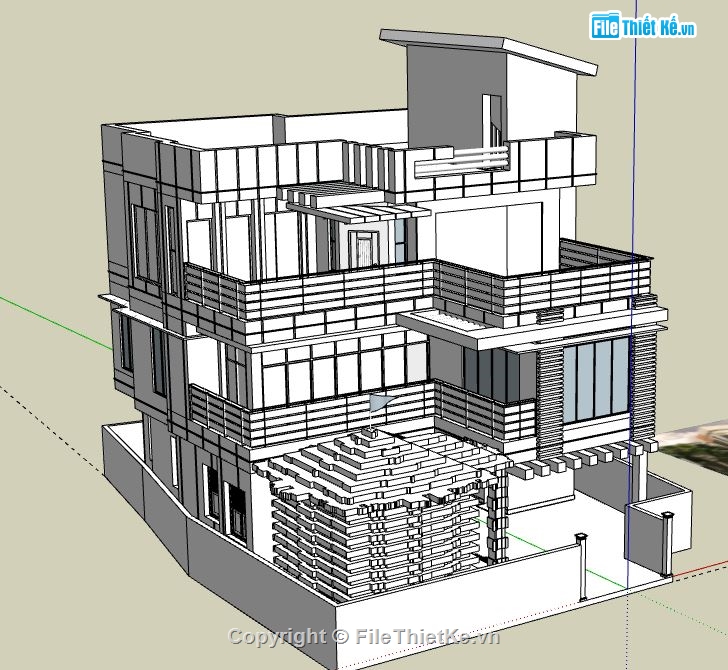 Biệt thự 3 tầng,file su biệt thự 3 tầng,sketchup biệt thự 3 tầng,file sketchup biệt thự 3 tầng