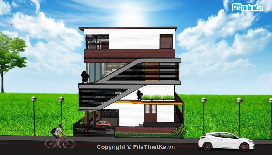 Biệt thự 3 tầng,model su biệt thự 3 tầng,biệt thự 3 tầng file su,file sketchup biệt thự 3 tầng