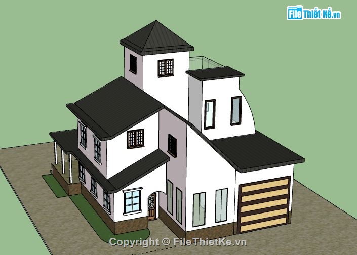 Biệt thự 3 tầng,model su biệt thự 3 tầng,file su biệt thự 3 tầng,biệt thự 3 tầng sketchup,sketchup biệt thự 3 tầng