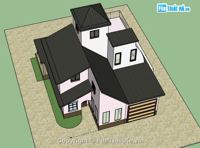 Biệt thự 3 tầng,model su biệt thự 3 tầng,file su biệt thự 3 tầng,biệt thự 3 tầng sketchup,sketchup biệt thự 3 tầng