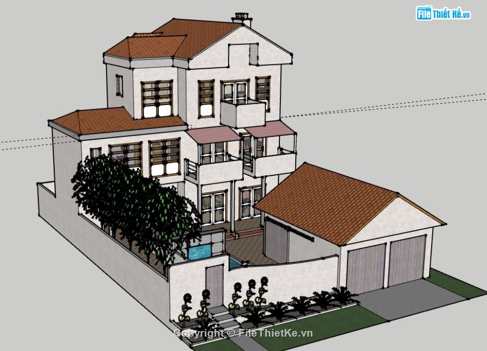 Biệt thự 3 tầng,model su biệt thự 3 tầng,biệt thự 3 tầng file su,sketchup biệt thự 3 tầng,biệt thự 3 tầng model su