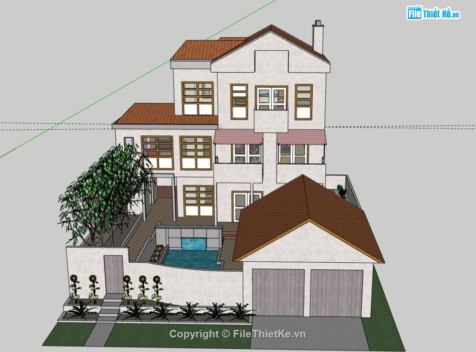 Biệt thự 3 tầng,model su biệt thự 3 tầng,biệt thự 3 tầng file su,sketchup biệt thự 3 tầng,biệt thự 3 tầng model su