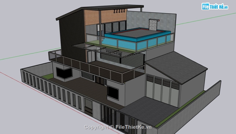 biệt thự su,model su biệt thự,file sketchup biệt thự