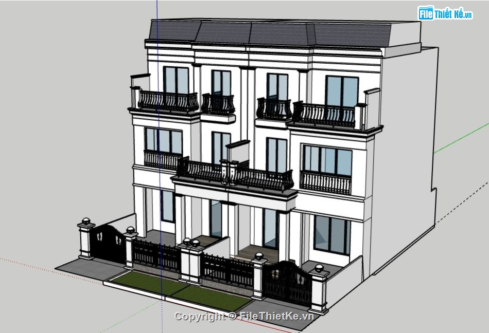 Biệt thự 3 tầng,model su biệt thự 3 tầng,file sketchup biệt thự 3 tầng,sketchup biệt thự 3 tầng,biệt thự 3 tầng file su