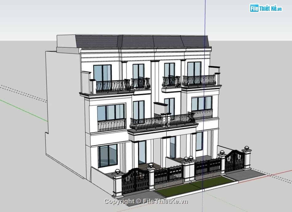 Biệt thự 3 tầng,model su biệt thự 3 tầng,file sketchup biệt thự 3 tầng,sketchup biệt thự 3 tầng,biệt thự 3 tầng file su