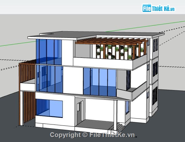 Biệt thự 3 tầng,model su biệt thự 3 tầng,biệt thự 3 tầng sketchup,sketchup biệt thự 3 tầng