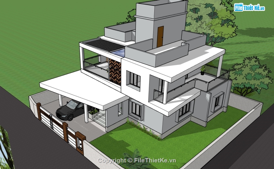 file su biệt thự,model su biệt thự,sketchup biệt thự