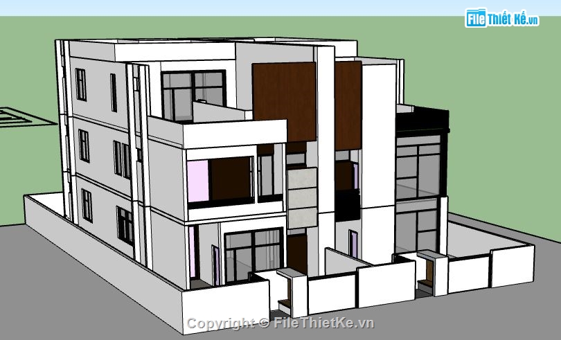 Biệt thự 3 tầng,model su biệt thự 3 tầng,file su biệt thự 3 tầng,sketchup biệt thự 3 tầng