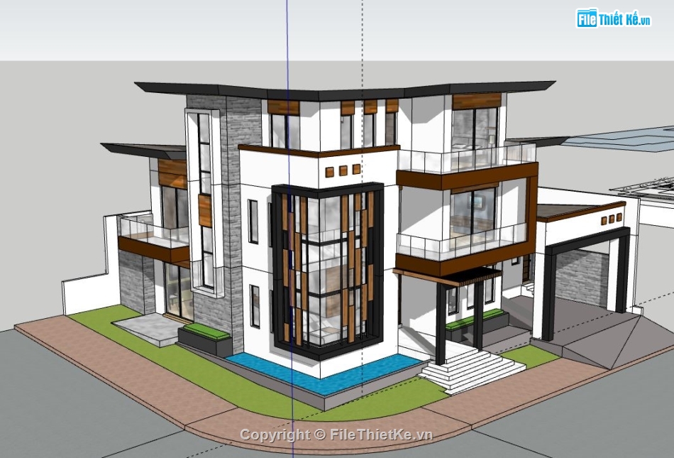 biệt thự 3 tầng,model su biệt thự 3 tầng,file su biệt thự 3 tầng,file sketchup biệt thự 3 tầng,biệt thự 3 tầng file su