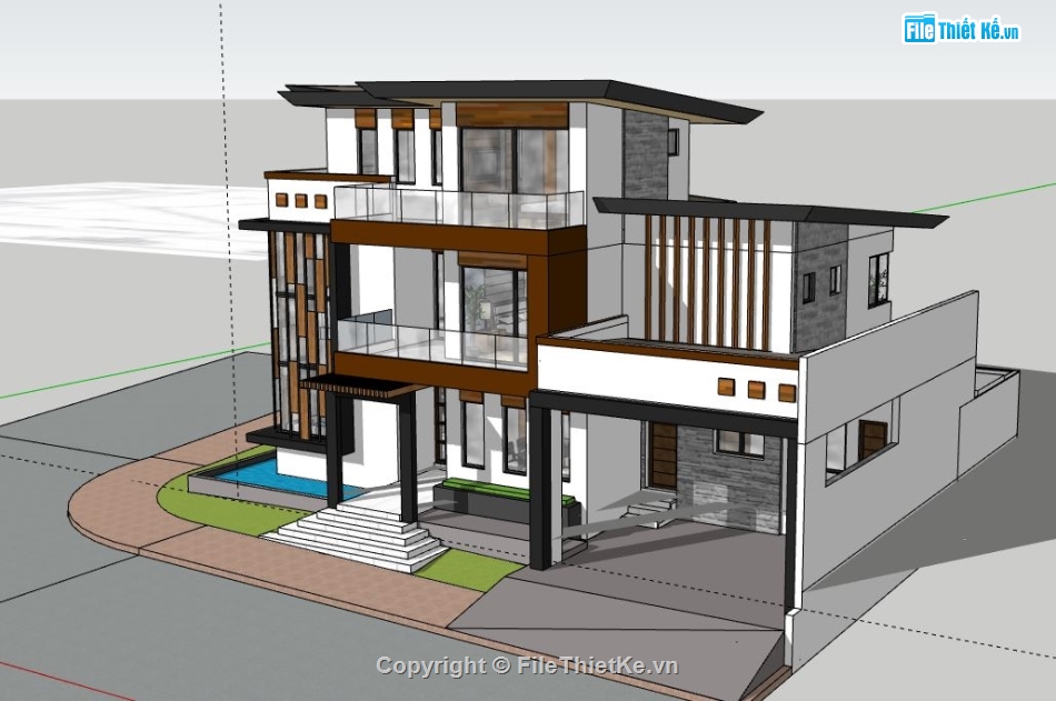 biệt thự 3 tầng,model su biệt thự 3 tầng,file su biệt thự 3 tầng,file sketchup biệt thự 3 tầng,biệt thự 3 tầng file su