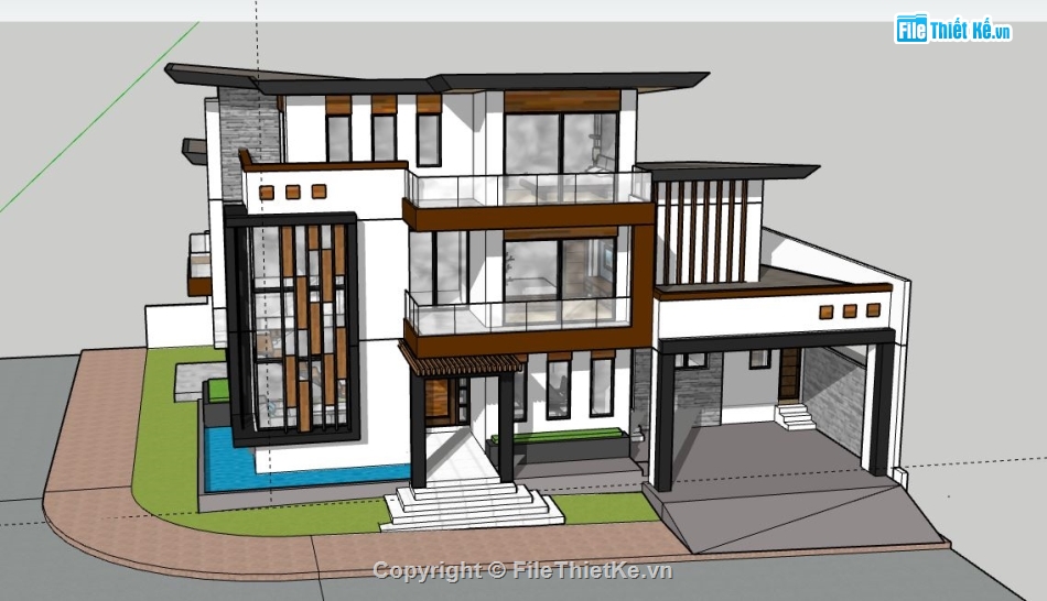 biệt thự 3 tầng,model su biệt thự 3 tầng,file su biệt thự 3 tầng,file sketchup biệt thự 3 tầng,biệt thự 3 tầng file su