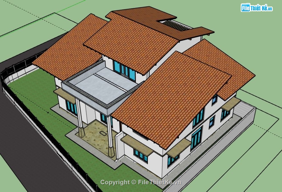 Biệt thự 3 tầng,model su biệt thự 3 tầng,file su biệt thự 3 tầng,file sketchup biệt thự 3 tầng