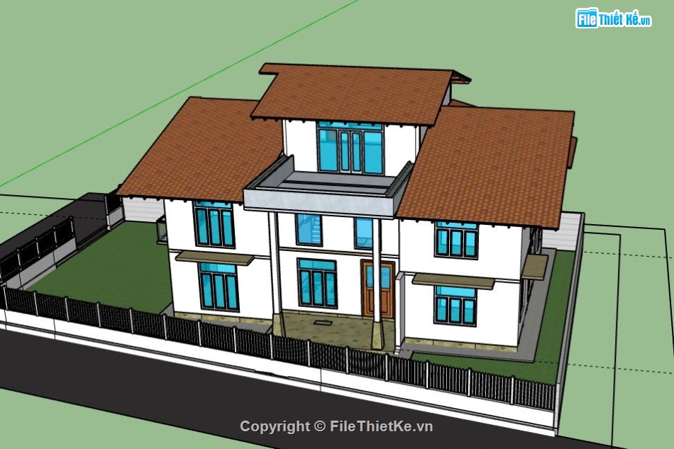 Biệt thự 3 tầng,model su biệt thự 3 tầng,file su biệt thự 3 tầng,file sketchup biệt thự 3 tầng