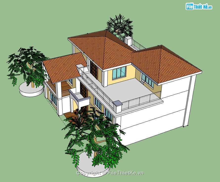 Biệt thự 3 tầng,model su biệt thự 3 tầng,biệt thự 3 tầng file sketchup