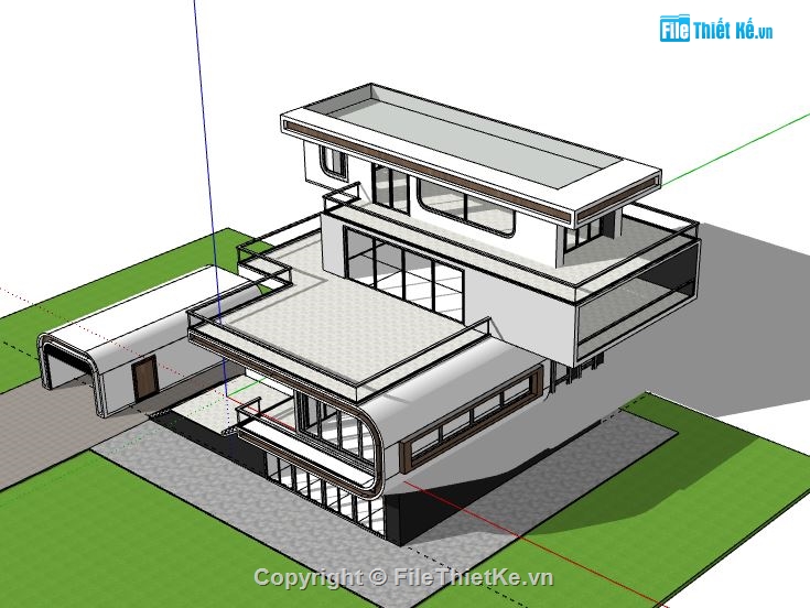 Biệt thự 3 tầng,model su biệt thự 3 tầng,biệt thự 3 tầng file su,sketchup biệt thự 3 tầng