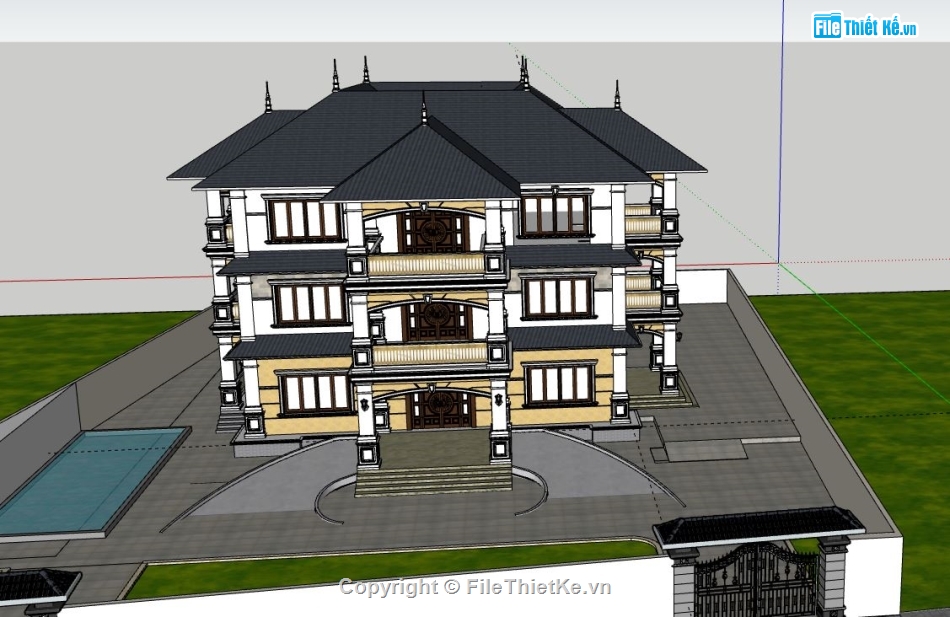 Biệt thự 3 tầng,model su biệt thự 3 tầng,file su biệt thự 3 tầng,sketchup biệt thự 3 tầng,biệt thự 3 tầng file su