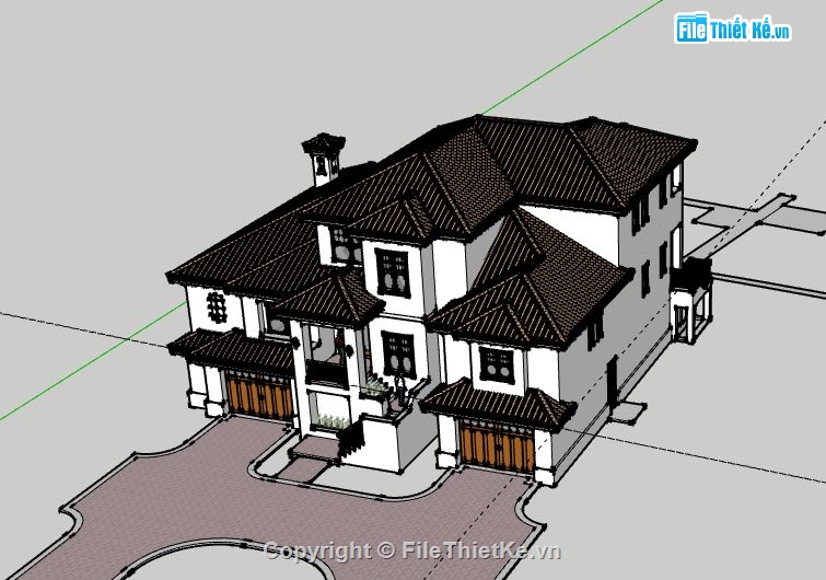 Biệt thự 3 tầng,model su biệt thự 3 tầng,biệt thự 3 tầng file su