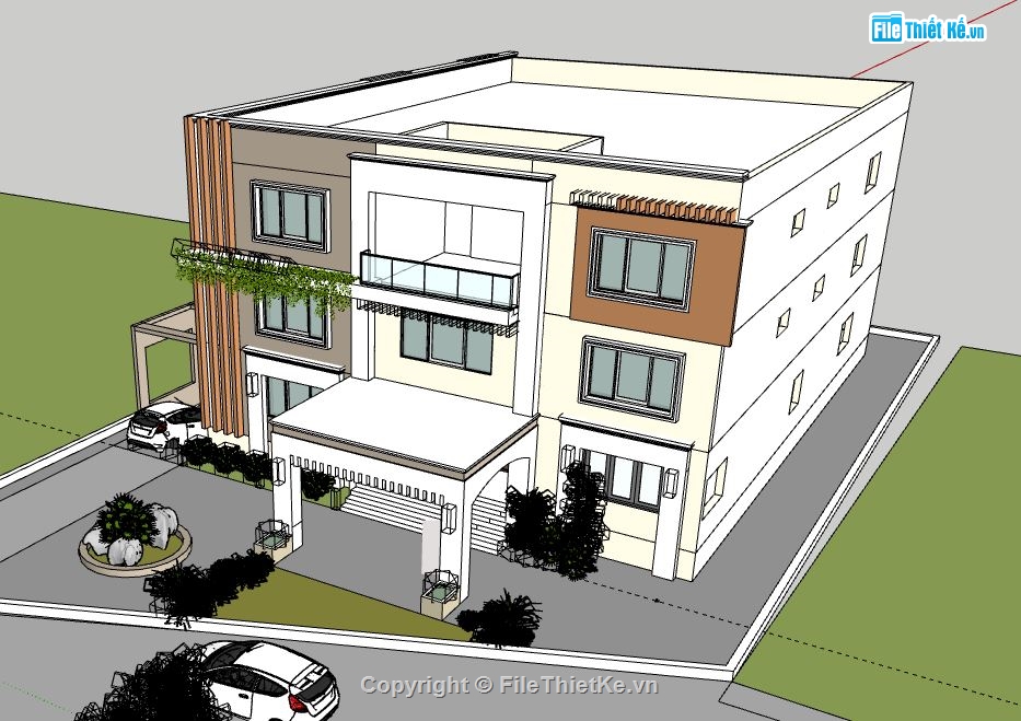 Biệt thự 3 tầng,model su biệt thự 3 tầng,biệt thự 3 tầng file su,file sketchup biệt thự 3 tầng