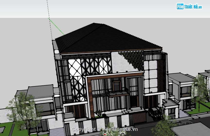 Biệt thự 3 tầng,model su biệt thự 3 tầng,biệt thự 3 tầng file su,sketchup biệt thự 3 tầng,biệt thự 3 tầng model su