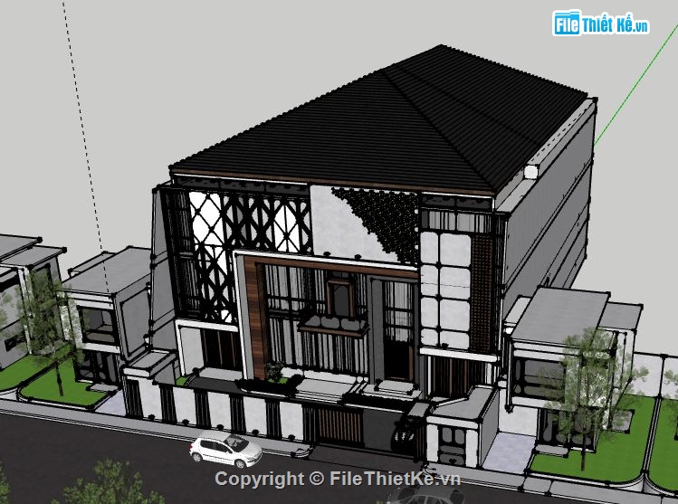 Biệt thự 3 tầng,model su biệt thự 3 tầng,biệt thự 3 tầng file su,sketchup biệt thự 3 tầng,biệt thự 3 tầng model su