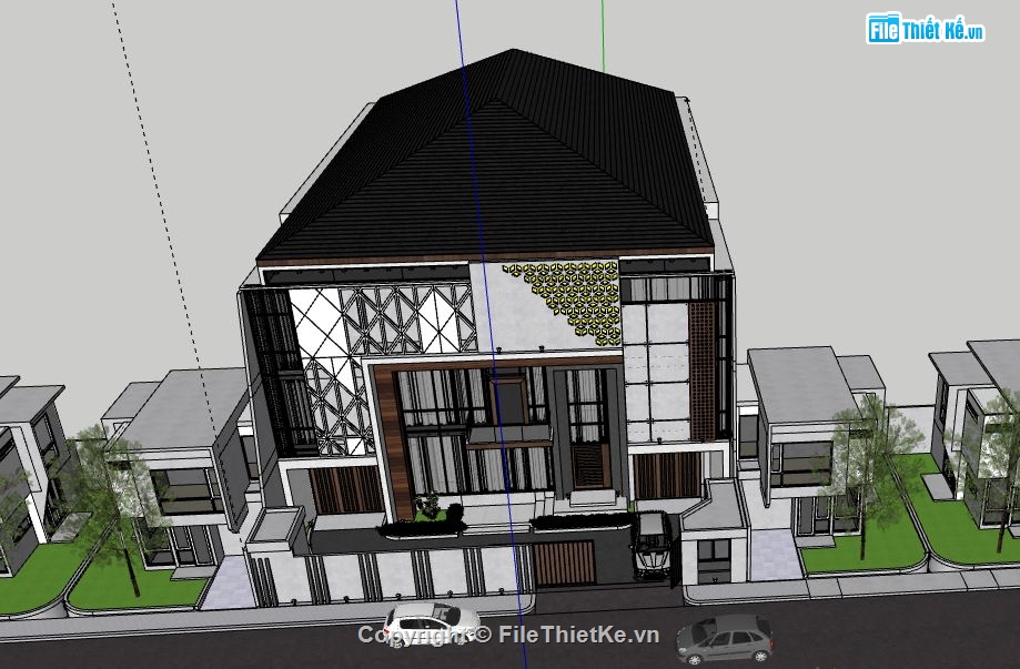 Biệt thự 3 tầng,model su biệt thự 3 tầng,biệt thự 3 tầng file su,sketchup biệt thự 3 tầng,biệt thự 3 tầng model su