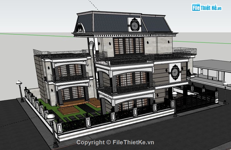Biệt thự 3 tầng,model su biệt thự 3 tầng,biệt thự 3 tầng file su