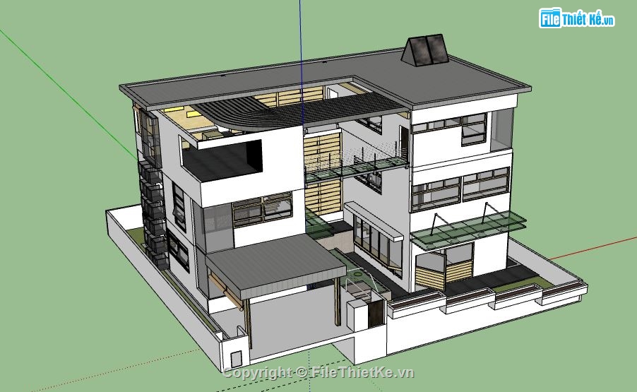 Biệt thự 3 tầng,model su biệt thự 3 tầng,file su biệt thự 3 tầng,file sketchup biệt thự 3 tầng