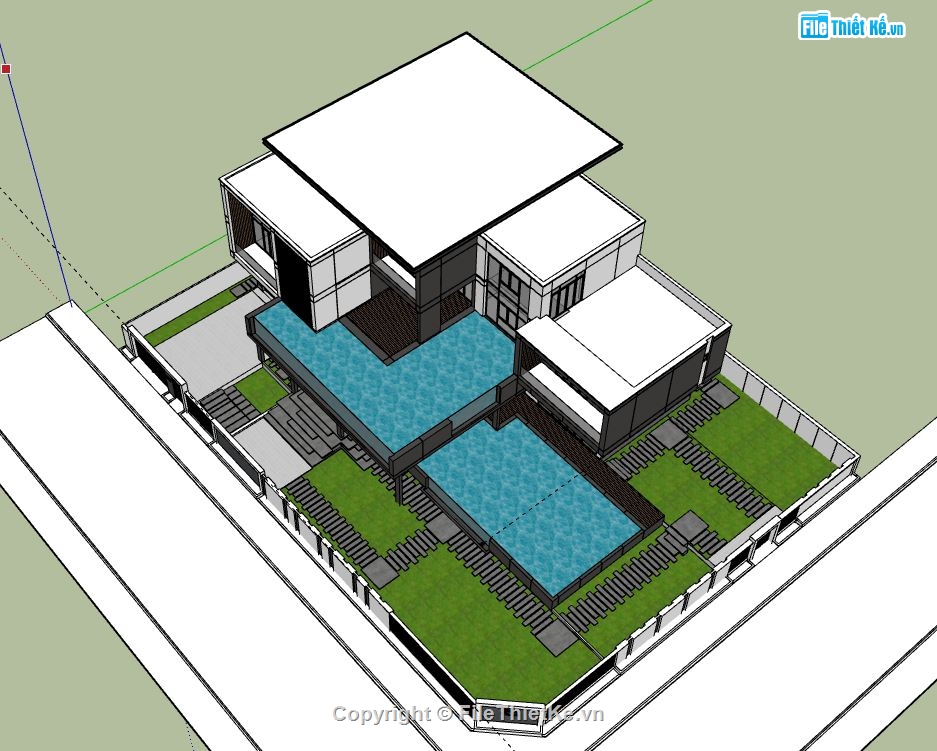 Biệt thự 3 tầng,model su biệt thự 3 tầng,biệt thự 3 tầng file su