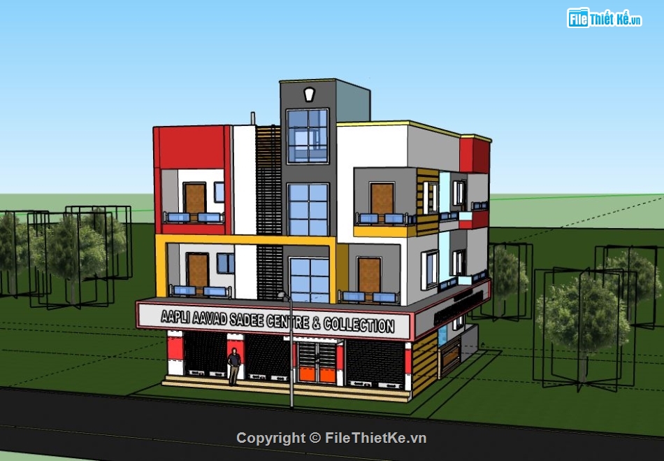 Biệt thự 3 tầng,model su biệt thự 3 tầng,file biệt thự 3 tầng sketchup