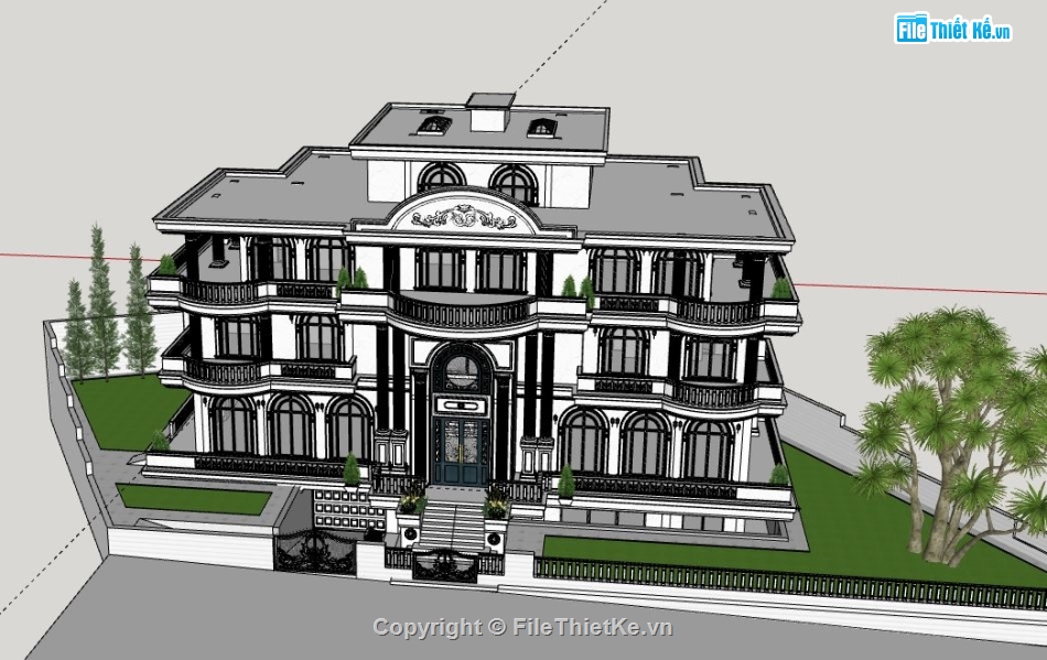 Biệt thự 3 tầng,Biệt thự 3 tầng file sketchup,sketchup biệt thự 3 tầng,biệt thự 3 tầng model su