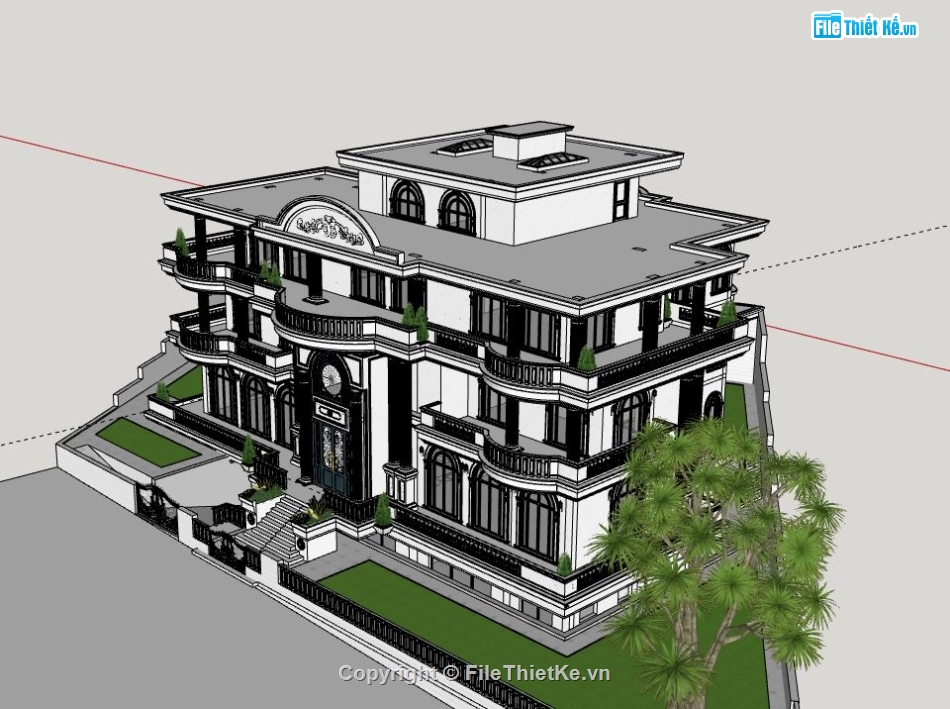 Biệt thự 3 tầng,Biệt thự 3 tầng file sketchup,sketchup biệt thự 3 tầng,biệt thự 3 tầng model su