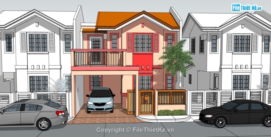 Biệt thự 3 tầng,file su biệt thự 3 tầng,model su biệt thự 3 tầng,biệt thự 3 tầng model su,sketchup biệt thự 3 tầng