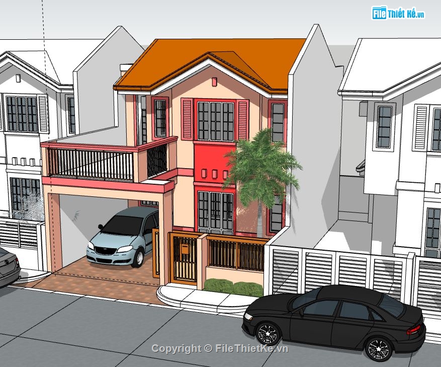 Biệt thự 3 tầng,file su biệt thự 3 tầng,model su biệt thự 3 tầng,biệt thự 3 tầng model su,sketchup biệt thự 3 tầng