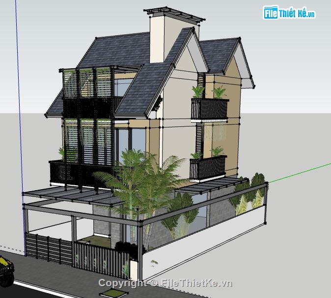 Biệt thự 3 tầng,model su biệt thự 3 tầng,biệt thự 3 tầng file su,sketchup biệt thự 3 tầng,biệt thự 3 tầng model su