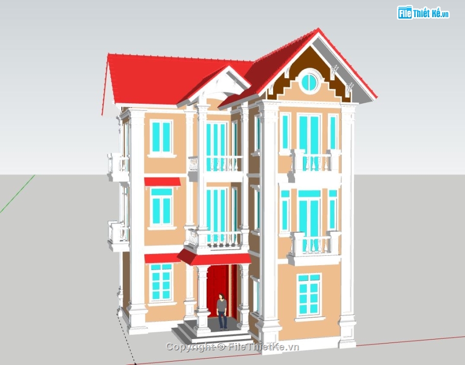 Biệt thự 3 tầng,model su biệt thự 3 tầng,biệt thự 3 tầng file sketchup,file sketchup biệt thự 3 tầng,biệt thự 3 tầng đẹp