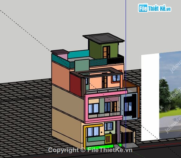 Biệt thự 3 tầng,model su biệt thự 3 tầng,biệt thự 3 tầng file su