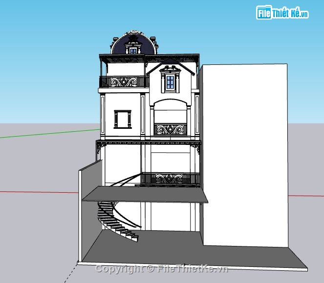 Biệt thự 3 tầng,model su biệt thự 3 tầng,file su biệt thự 3 tầng,biệt thự 3 tầng model su,sketchup biệt thự 3 tầng