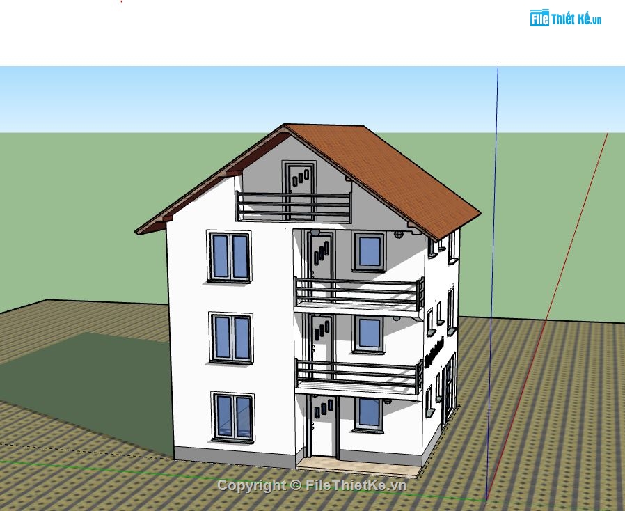 Biệt thự 3 tầng,model su biệt thự 3 tầng,biệt thự 3 tầng file su,file sketchup biệt thự 3 tầng,biệt thự 3 tầng sketchup