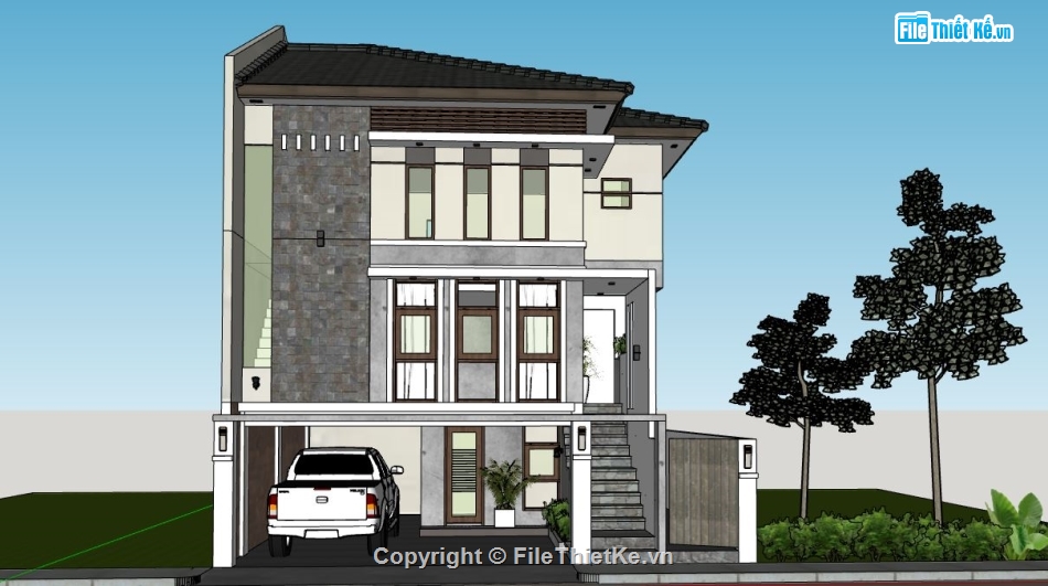 Biệt thự 3 tầng,model su biệt thự 3 tầng,biệt thự 3 tầng sketchup,sketchup biệt thự 3 tầng,biệt thự 3 tầng file su