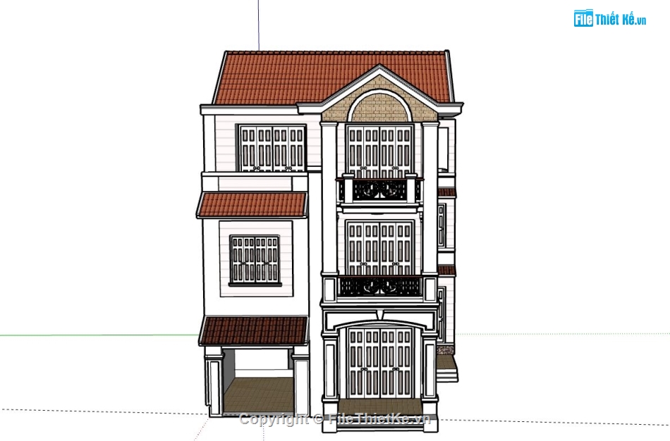 Biệt thự 3 tầng,model su biệt thự 3 tầng,biệt thự 3 tầng file su,sketchup biệt thự 3 tầng