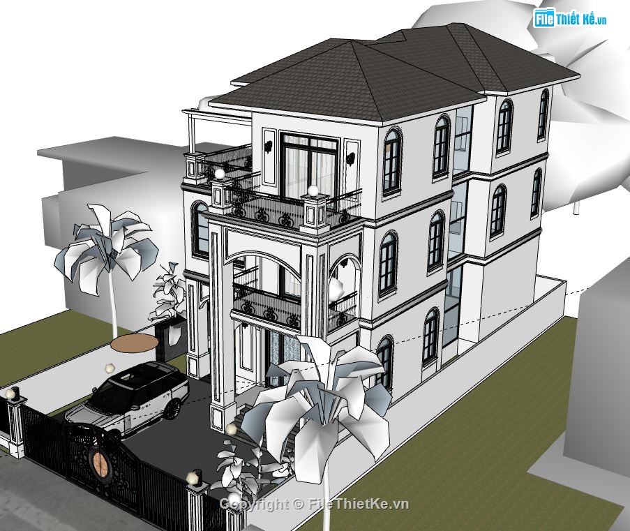 Biệt thự 3 tầng,model su biệt thự 3 tầng,biệt thự 3 tầng file sketchup,sketchup biệt thự 3 tầng,biệt thự 3 tầng file su