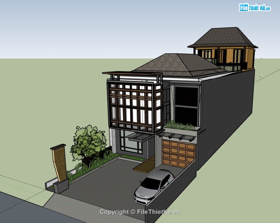 Biệt thự 3 tầng,model su biệt thự 3 tầng,biệt thự 3 tầng file su,sketchup biệt thự 3 tầng,file su biệt thự 3 tầng